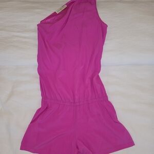 Ramy Brook Fuchsia One-Shoulder Romper